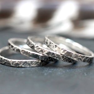 Simple Silver Ring One Ring Silver Stacking Ring Textured Silver Ring ...