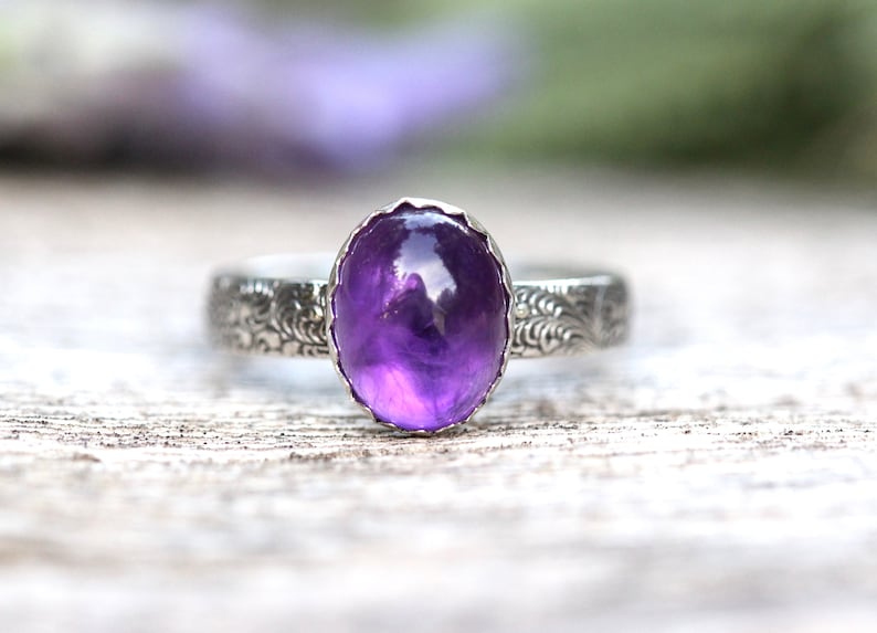 Amethyst Stacking Ring Amethyst Ring Sterling Silver February Birthstone Ring February Birthday Gift One Ring image 3