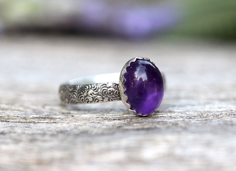 Amethyst Stacking Ring Amethyst Ring Sterling Silver February Birthstone Ring February Birthday Gift One Ring image 4