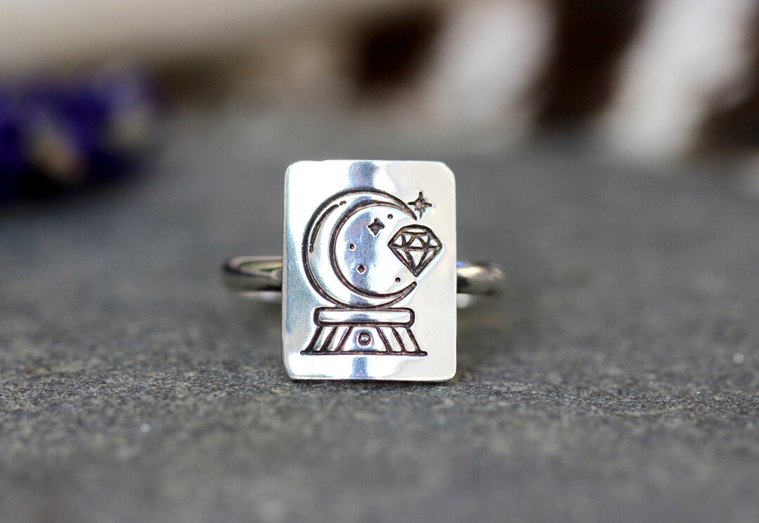 Fortune Rings Silver Silver Crystal Ball Ring Fortune Teller Ring Sterling Silver Witch Ring ...