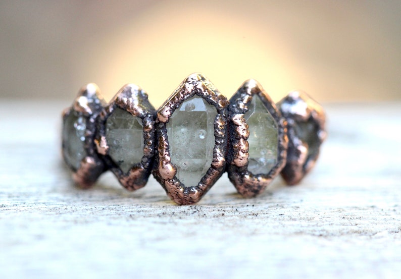 Alternative Engagement Ring Raw Crystal Ring Herkimer Diamond Etsy