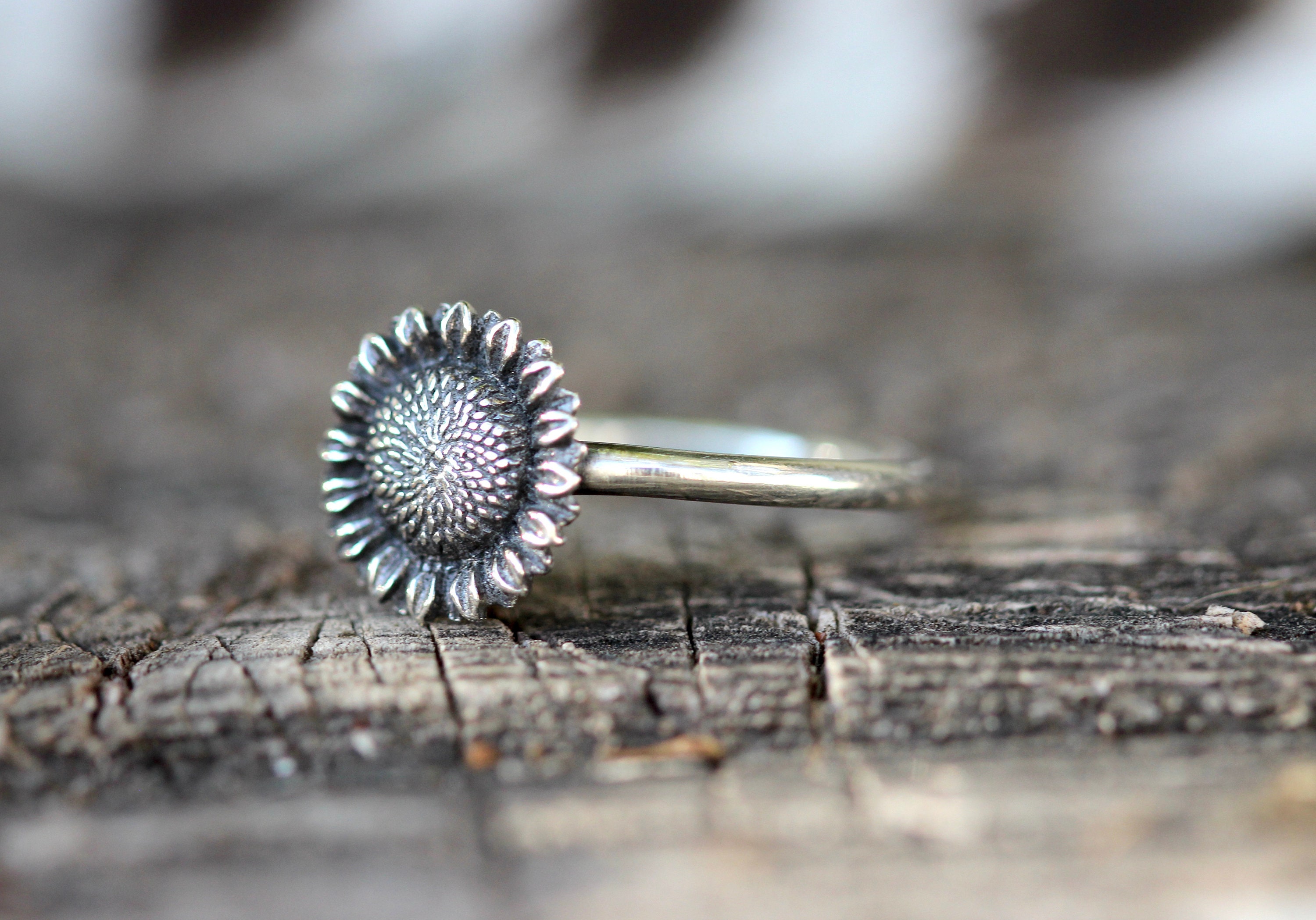 Sterling Silver Sunflower Ring Sunflower Jewelry Flower Ring | Etsy
