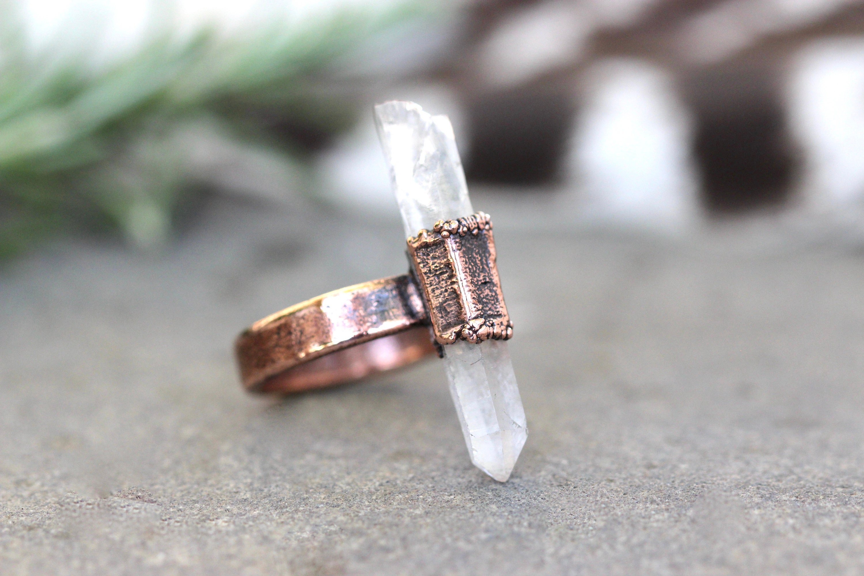 Raw Crystal Ring Raw Stone Ring Raw Crystal Jewelry Etsy