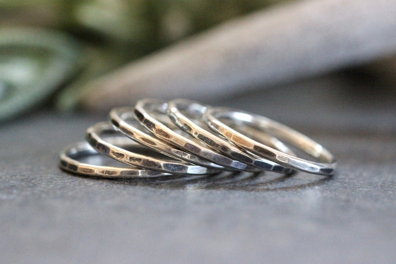 Simple Silver Ring Silver Stacking Rings Silver Rings Stackable Rings Hammered Ring One Ring image 1