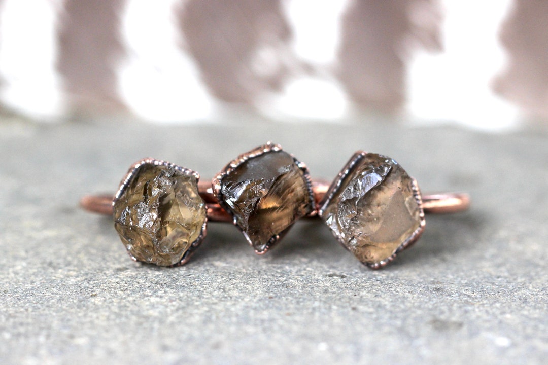 Raw smoky quartz ring deals