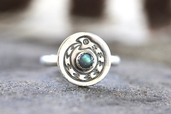 Aurora Serpent - Labradorite & Sterling Silver Snake Talisman Ring