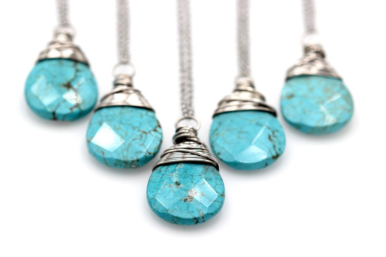 Long Turquoise Necklace Long Layering Necklace Large Stone Necklace Silver Turquoise Magnesite Necklace Turquoise Pendant Necklace