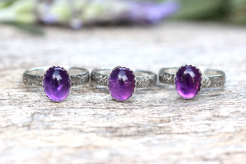 Amethyst Stacking Ring Amethyst Ring Sterling Silver February Birthstone Ring February Birthday Gift One Ring image 9