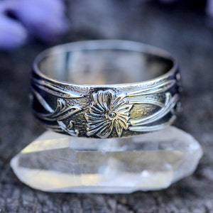 Sterling Silver Stacking Ring Art Nouveau Ring Silver Stacking Rings Silver Stackable Rings Sterling Silver Flower Ring Dandelion Ring