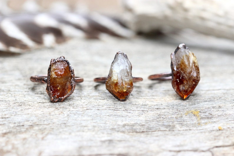 Citrine Ring, Raw Crystal Ring, November Birthstone Ring, Electroformed Ring One Stone Single Stone Ring image 4