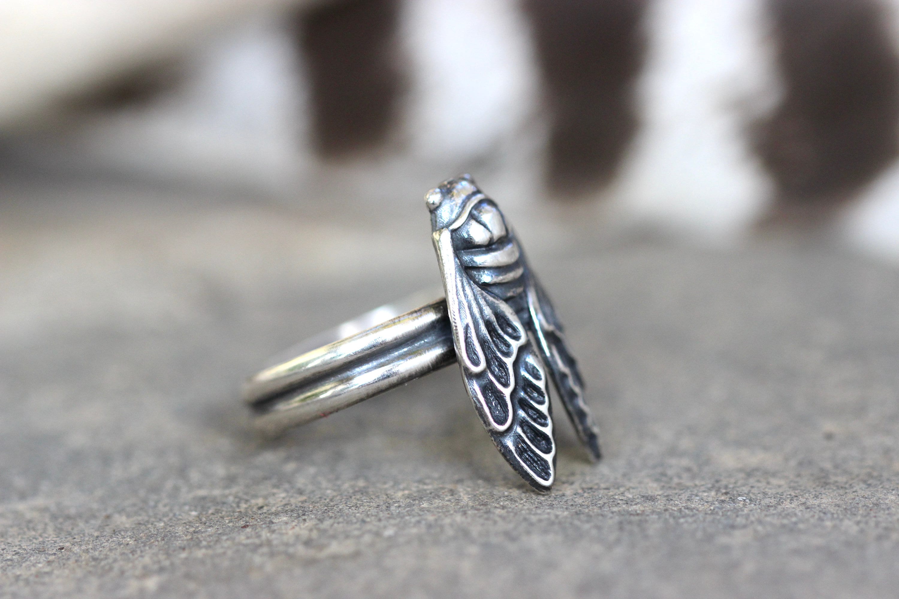 Silver Cicada Ring Sterling Silver Insect Ring Witch Ring Bug Ring