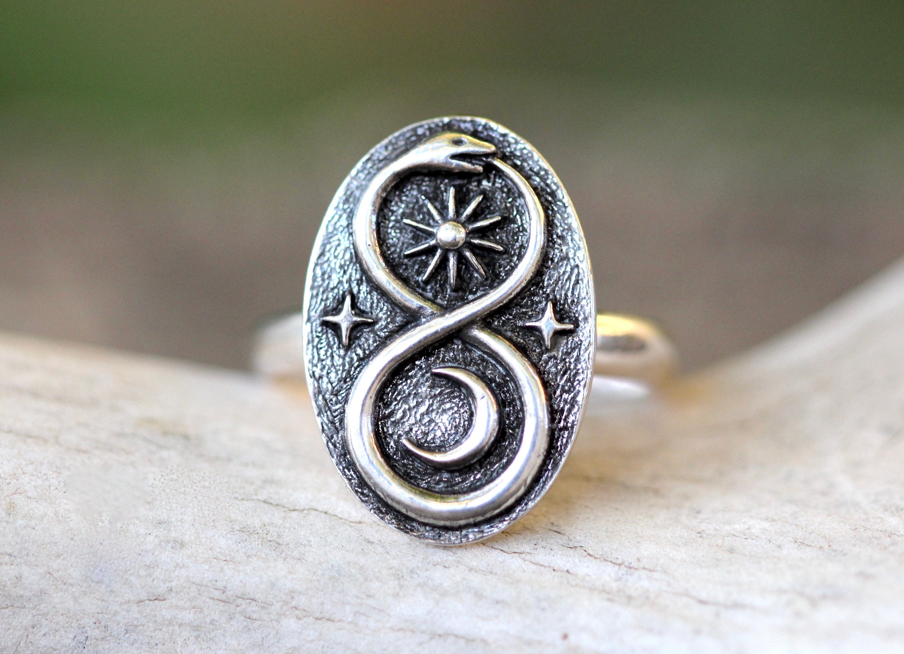Snake Ring Silver Ouroboros Ring Serpent Ring Celestial Ring Witch
