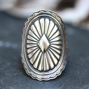 Sterling Silver Concho Ring Shield Ring Southwest Ring Western Ring Statement Ring Southwestern Jewelry Southwestern Style Cowgirl Ring