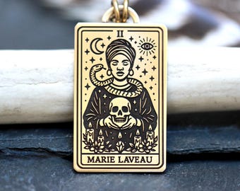 Brass Marie Laveau Necklace - Voodoo Queen of New Orleans - Tarot Card Jewelry - Marie Laveau Jewelry