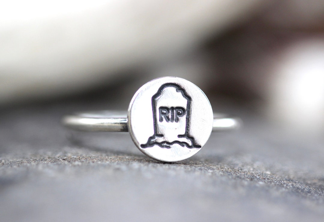 Sterling Silver Halloween Ring Grave Ring Headstone Ring Spooky Ring ...