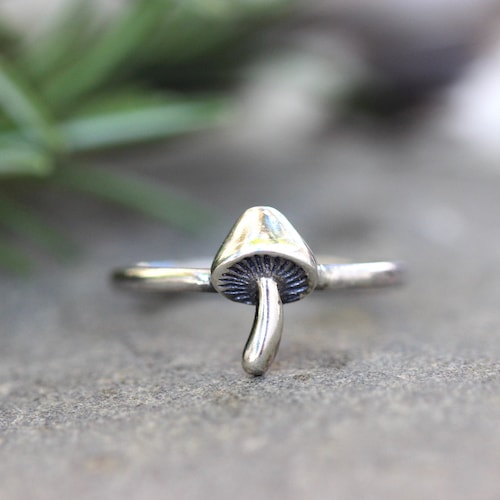Mushroom Ring Mushroom Jewelry Sterling Silver Forest Ring Etsy
