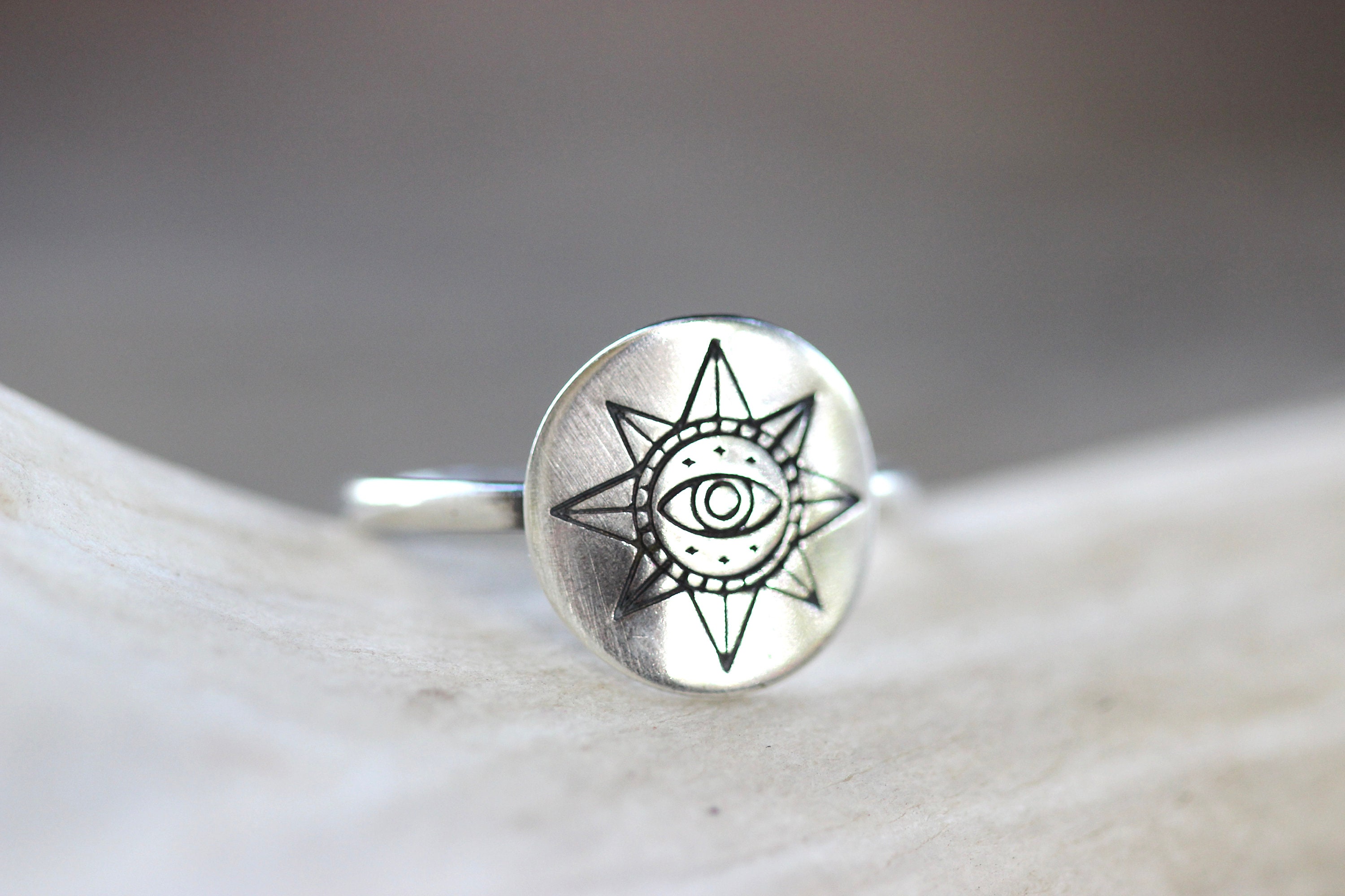 Eye Ring Sterling Silver Evil Eye Ring All Seeing Eye Ring Sun Ring ...