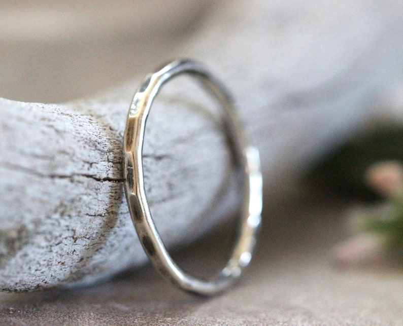 Simple Silver Ring Silver Stacking Rings Silver Rings Stackable Rings Hammered Ring One Ring image 2