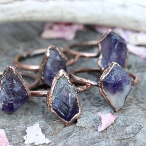 Raw Amethyst Ring Raw Crystal Ring Raw Crystals and Stones Birthstone Ring Amethyst Crystal Ring Raw Stone Ring Amethyst Jewelry image 2