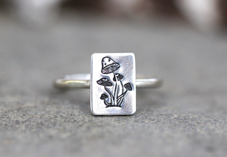 Mushroom Ring Mushroom Jewelry Sterling Silver Forest Ring Etsy