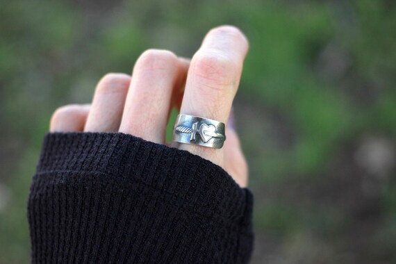 Sterling Silver Heart and Dagger Ring Heart Sword Ring