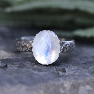 Rainbow Moonstone Ring Sterling Silver Moonstone Ring Moonstone Stacking Ring image 4