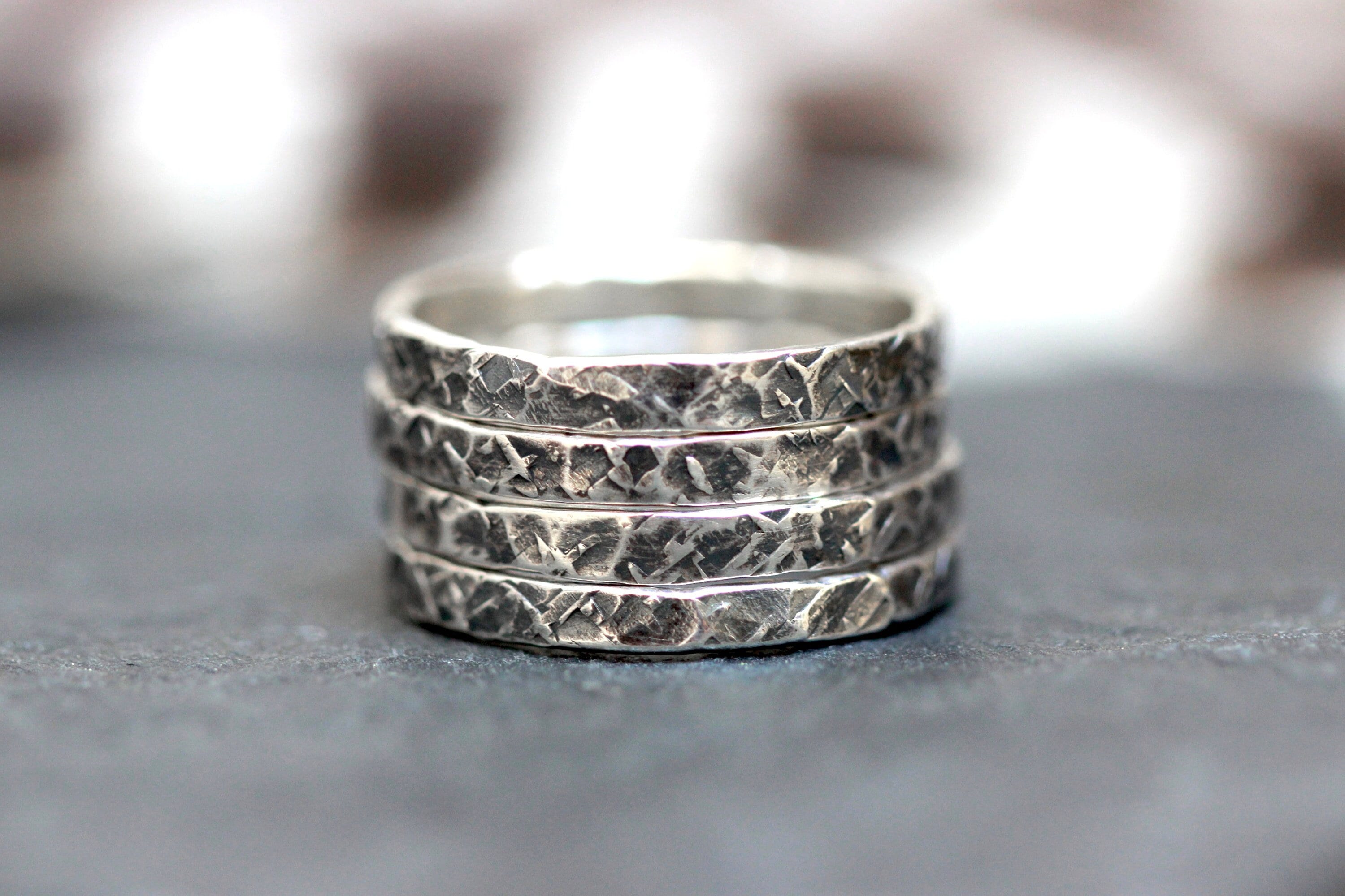 Simple Silver Ring One Ring Silver Stacking Ring Textured Silver Ring ...