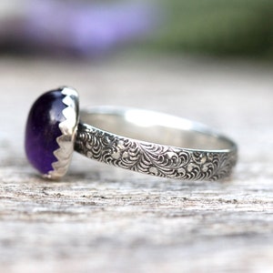 Amethyst Stacking Ring Amethyst Ring Sterling Silver February Birthstone Ring February Birthday Gift One Ring image 6