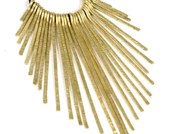 Gold Bib Necklace, Gold Statement Necklace, Fringe Necklace, Fringe Bib Necklace, Spike Necklace