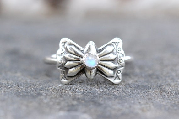 Silver Concho Ring Sterling Silver Butterfly Concho Ring Moonstone 