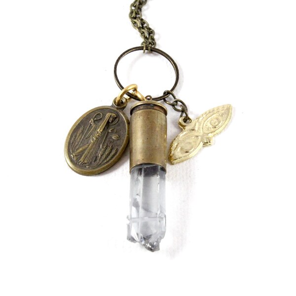 Crystal Bullet Necklace Talisman Necklace Saint Odilia