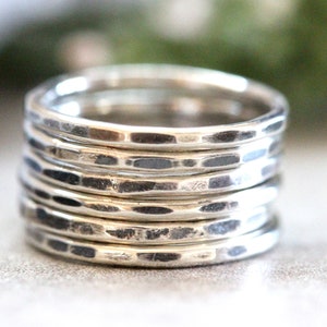 Simple Silver Ring Silver Stacking Rings Silver Rings Stackable Rings Hammered Ring One Ring image 7