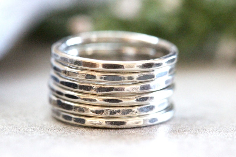 Simple Silver Ring Silver Stacking Rings Silver Rings Stackable Rings Hammered Ring One Ring image 7