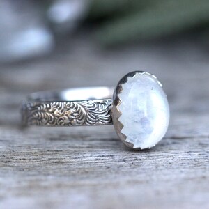 Rainbow Moonstone Ring Sterling Silver Moonstone Ring Moonstone Stacking Ring image 5