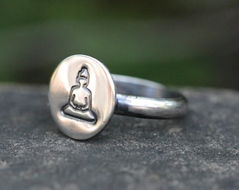 Buddha Ring Sterling Silver Buddha Ring Meditation Ring Buddhist Ring Yoga Ring Yoga Jewelry Buddha Jewelry Sterling Silver Stacking Ring