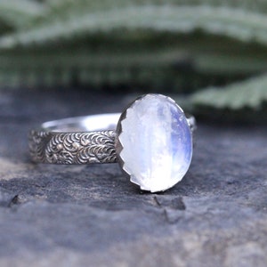 Rainbow Moonstone Ring, Moonstone Ring Set, Sterling Silver Moonstone Ring image 2