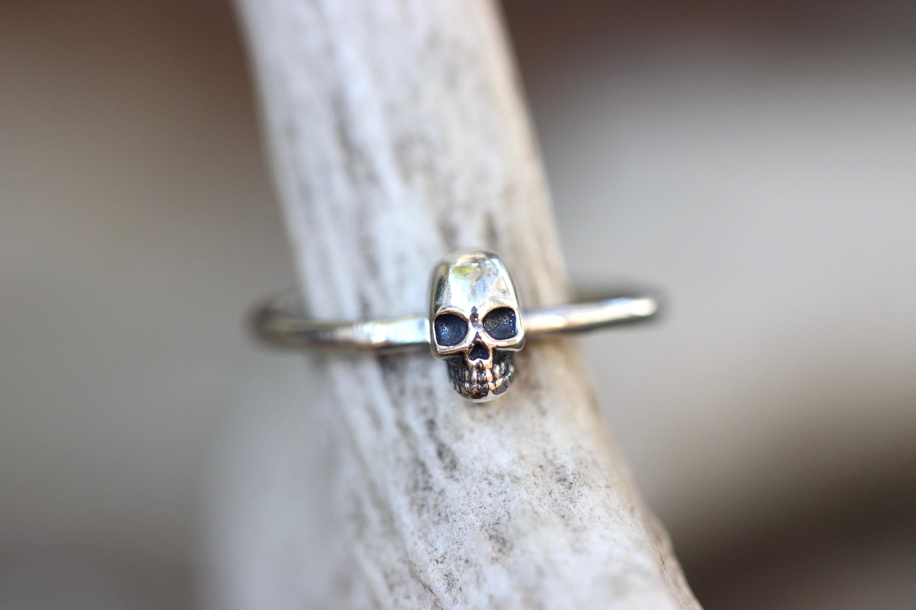 Silver Skull Ring Dainty Skull Ring Silver Skull Stacking Ring
