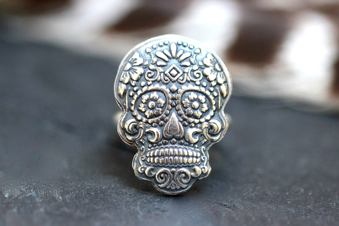 Sugar Skull Ring Sterling Silver Skull Ring Calavera Ring Halloween ...