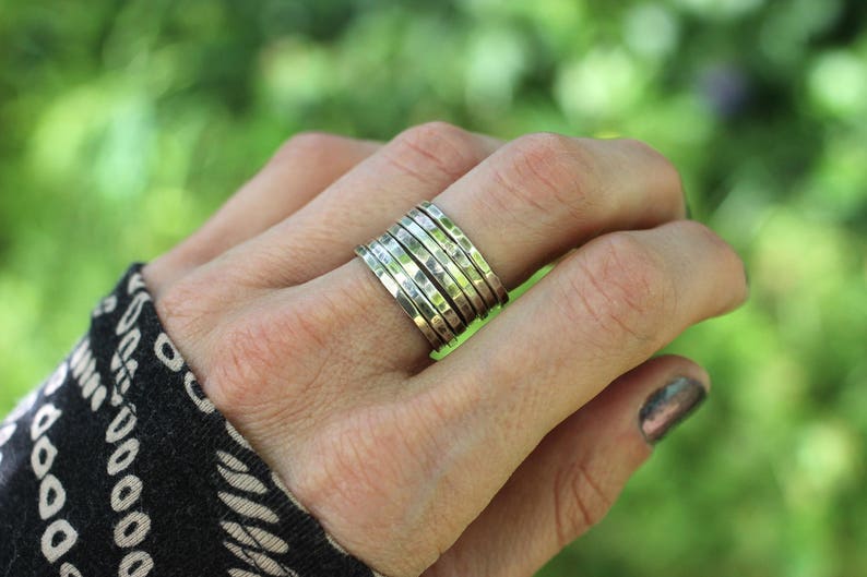 Simple Silver Ring Silver Stacking Rings Silver Rings Stackable Rings Hammered Ring One Ring image 6