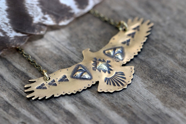 Thunderbird Necklace Hawk Necklace Bird Necklace Gold | Etsy