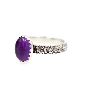 Amethyst Stacking Ring Amethyst Ring Sterling Silver February Birthstone Ring February Birthday Gift One Ring image 7