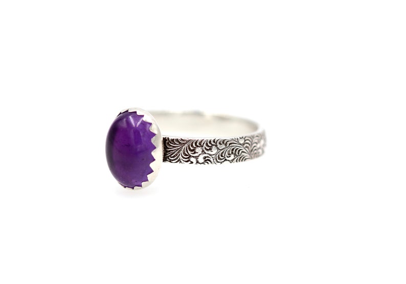 Amethyst Stacking Ring Amethyst Ring Sterling Silver February Birthstone Ring February Birthday Gift One Ring image 7