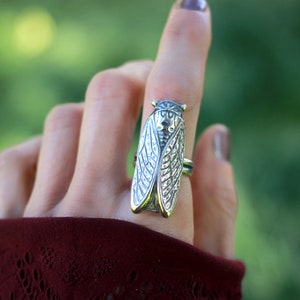 Silver Cicada Ring Sterling Silver Locust Ring Insect Ring Statement ...