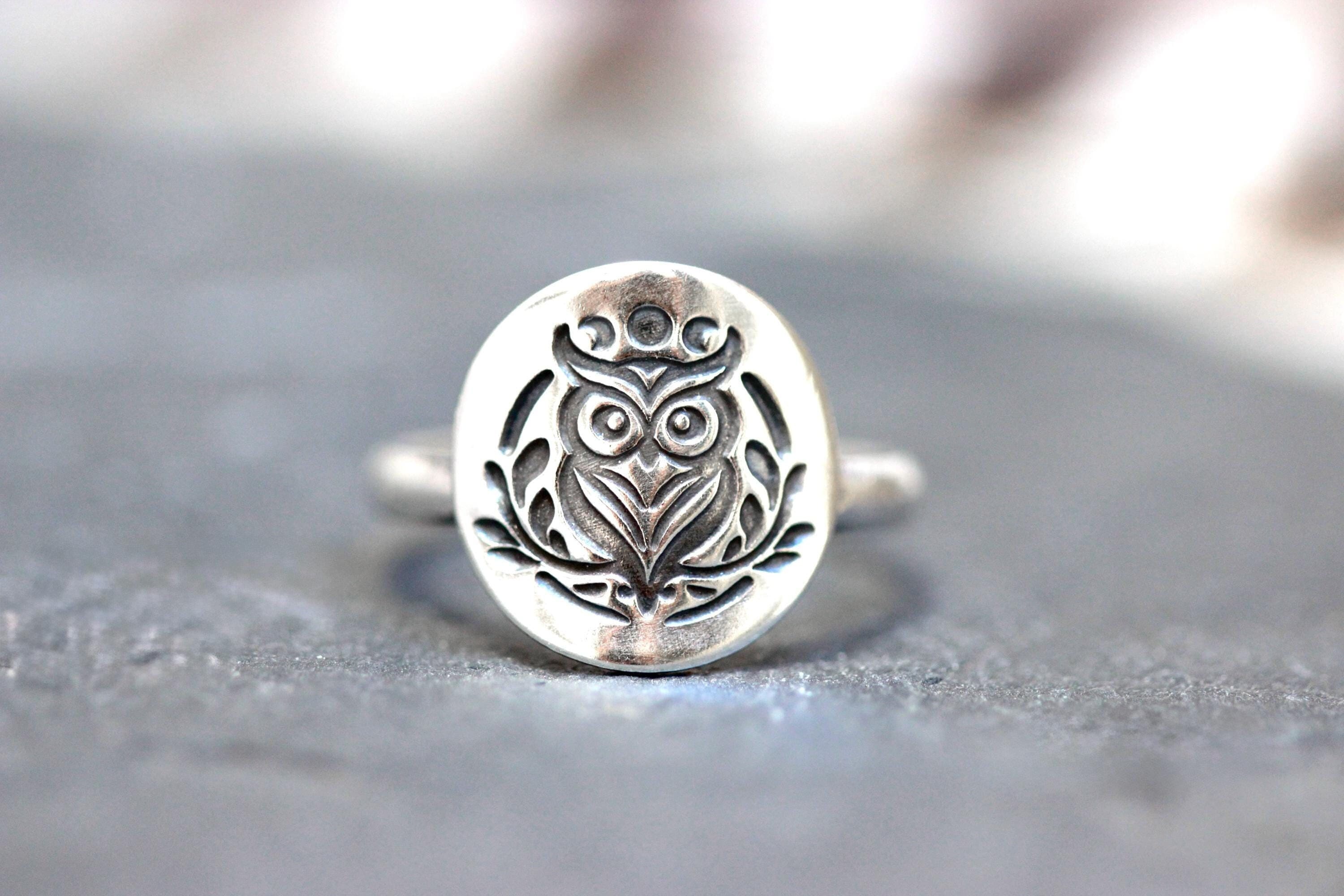 Silver Owl Ring - Etsy