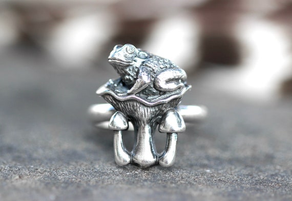 Sterling Silver Mushroom Ring Frog Ring Toad Ring Sterling Silver Mushroom Ring Frog Ring Toad Ring