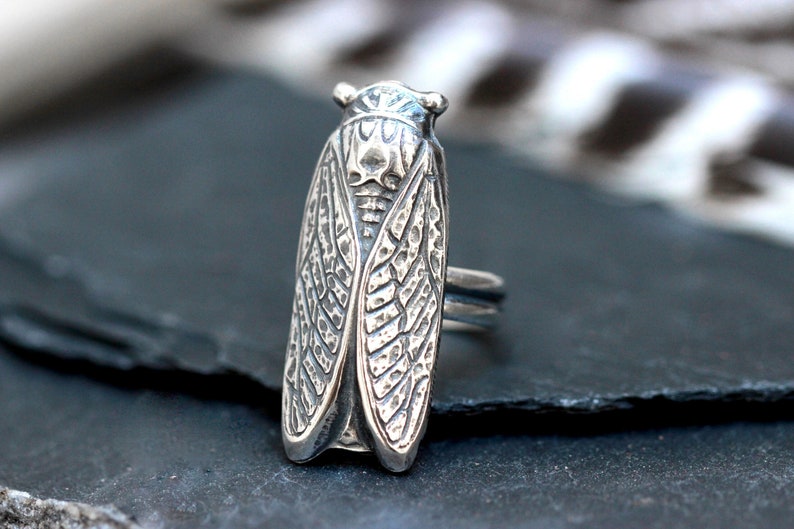 Silver Cicada Ring Sterling Silver Locust Ring Insect Ring Statement ...