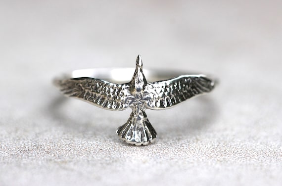 Sterling Silver Thunderbird Ring Hawk Ring Silver Eagle Ring Silver Stacking Ring size 5