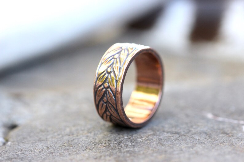 Copper Ring Thumb Ring Thick Ring Copper Wheat Pattern Ring | Etsy