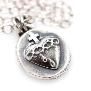 Sacred Heart Necklace Sterling Silver Sacred Heart of Jesus Catholic ...