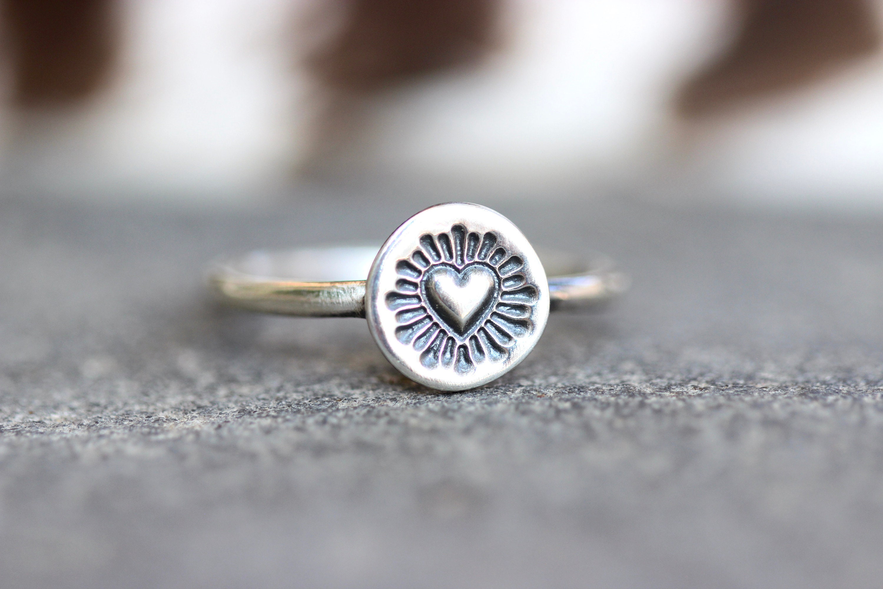 Sacred Heart Ring Sacred Heart Jewelry Heart Stacking Ring Sterling ...